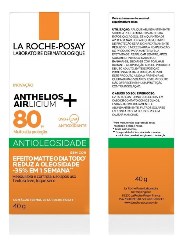 ANTHELIOS AIRLICIUM ANTIOLEOSIDADE SEM COR FPS 80 40g - Imagem 4